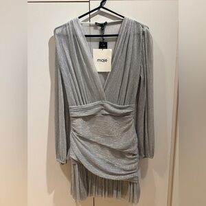 Maje Metallic Long Sleeve Dress